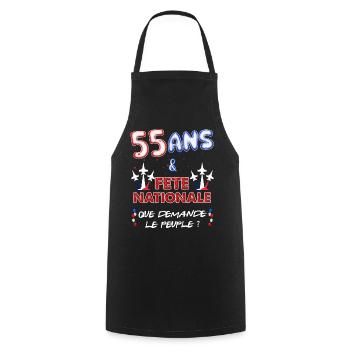 55 Ans Juillet Fête Nationale Homme Ou Femme - Tablier de cuisine - noir - Devant - AI Model Male 185 dark (185cm)