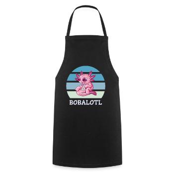 Boba Bubble Tea Axolotl Bobalotl - Cooking Apron - black - Front - AI Model Male 185 dark (185cm)