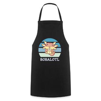 Boba Bubble Tea Axolotl Bobalotl - Cooking Apron - black - Front - AI Model Male 185 dark (185cm)