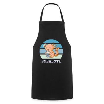 Boba Bubble Tea Axolotl Bobalotl - Cooking Apron - black - Front - AI Model Male 185 dark (185cm)