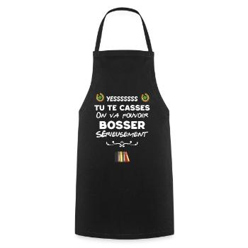 En On Va Bosser Départ Humour Collègue - Tablier de cuisine - noir - Devant - AI Model Male 185 dark (185cm)