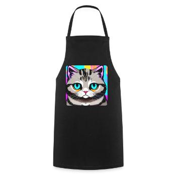 Chat de mauvaise humeur aux couleurs vives - Tablier de cuisine - noir - Devant - AI Model Male 185 dark (185cm)