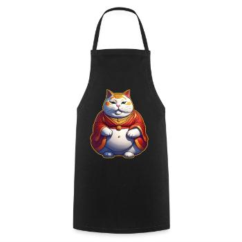 Drôle de gros chat en tant que Bouddha - Tablier de cuisine - noir - Devant - AI Model Male 185 dark (185cm)