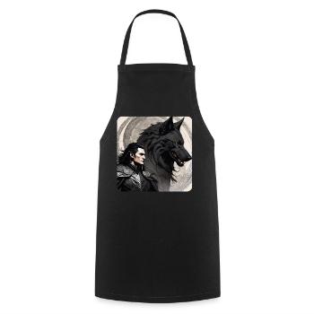 Loki mit Fenris Wolf Asgard Ragnarok - Kochschürze - Schwarz - Vorne - AI Model Male 185 dark (185cm)