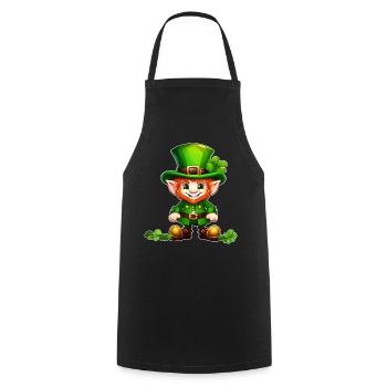 Saint Patricks Day Kobold Leprechaun mit Kleeblatt - Kochschürze - Schwarz - Vorne - AI Model Male 185 dark (185cm)