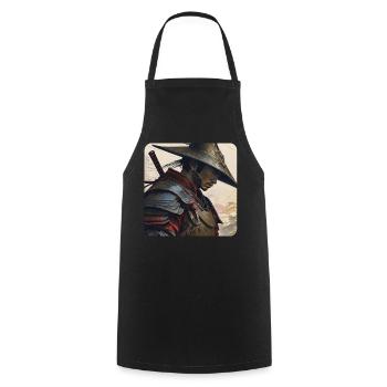Lone Samurai Warrior Japan Asia Kendo Ninja - Cooking Apron - black - Front - AI Model Male 185 dark (185cm)