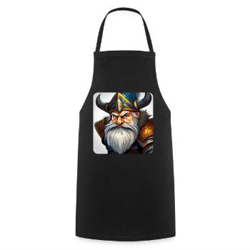 Petit gnome nain lutin grincheux - Tablier de cuisine - noir - Devant - AI Model Male 185 dark (185cm)