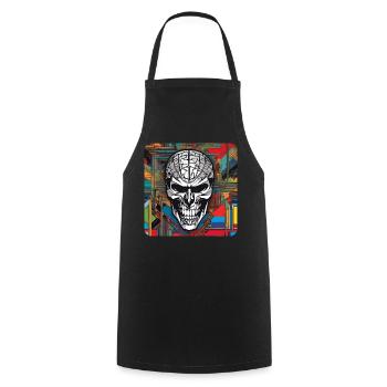 Totenkopf im Retro Style - Kochschürze - Schwarz - Vorne - AI Model Male 185 dark (185cm)