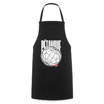 PETANQUE JEU DE BOULES GRAPHIQUE MODERNE - Tablier de cuisine - noir - Devant - AI Model Male 185 dark (185cm)