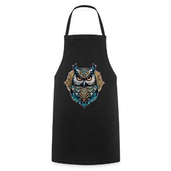 Coole Steampunk Eule - Kochschürze - Schwarz - Vorne - AI Model Male 185 dark (185cm)