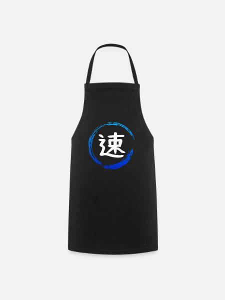 Japanese Kanji Attribute SPEED - Anime Shirt - Cooking Apron - black
