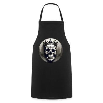 Grinning skull with crown - Cooking Apron - black - Front - AI Model Male 185 dark (185cm)