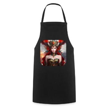 Mystische Fantasy Frau - Kochschürze - Schwarz - Vorne - AI Model Male 185 dark (185cm)