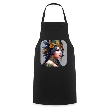 Gorgeous Fantasy Woman - Cooking Apron - black - Front - AI Model Male 185 dark (185cm)