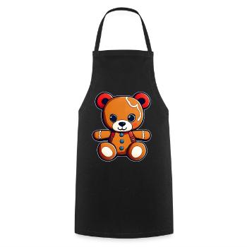 Cute Gingerbread Teddy Bear - Cooking Apron - black - Front - AI Model Male 185 dark (185cm)