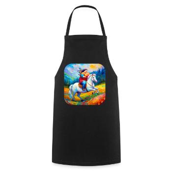 Cute Fat Moppel Fairy with Unicorn - Cooking Apron - black - Front - AI Model Male 185 dark (185cm)