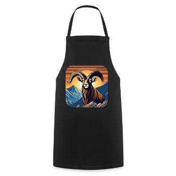 Proud ibex with alpine panorama - Cooking Apron - black - Front - AI Model Male 185 dark (185cm)
