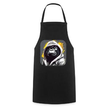 Gorille cool avec sweat à capuche - Tablier de cuisine - noir - Devant - AI Model Male 185 dark (185cm)