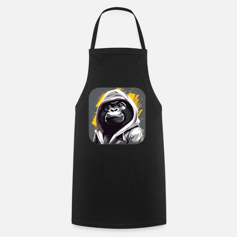 Gorille cool avec sweat à capuche - Tablier de cuisine - noir