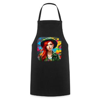 Fille rousse irlandaise cool - Tablier de cuisine - noir - Devant - AI Model Male 185 dark (185cm)