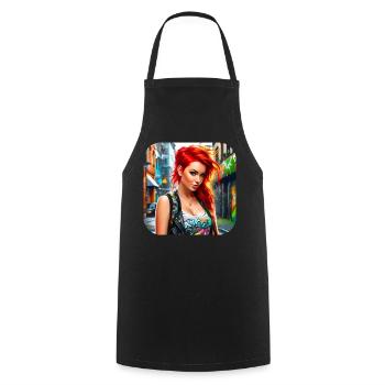 Fille rousse irlandaise cool - Tablier de cuisine - noir - Devant - AI Model Male 185 dark (185cm)