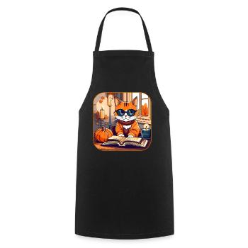 Cute Cat in Autumn Feeling - Cooking Apron - black - Front - AI Model Male 185 dark (185cm)