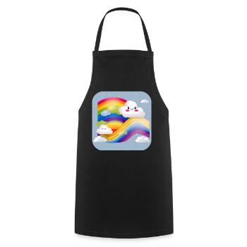 Cute clouds with rainbow - Cooking Apron - black - Front - AI Model Male 185 dark (185cm)