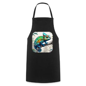 Caméléon camouflage cool - Tablier de cuisine - noir - Devant - AI Model Male 185 dark (185cm)