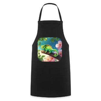 Caméléon avec des fleurs Fleurs - Tablier de cuisine - noir - Devant - AI Model Male 185 dark (185cm)