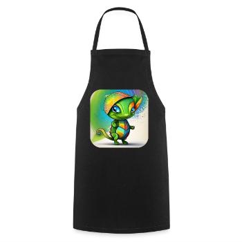 Cute Chameleon - Cooking Apron - black - Front - AI Model Male 185 dark (185cm)