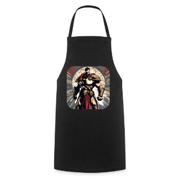 Fier guerrier de Sparte - Tablier de cuisine - noir - Devant - AI Model Male 185 dark (185cm)