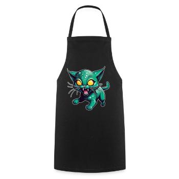 Chat extraterrestre vert - Tablier de cuisine - noir - Devant - AI Model Male 185 dark (185cm)