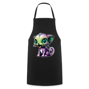 Chat extraterrestre mignon - Tablier de cuisine - noir - Devant - AI Model Male 185 dark (185cm)