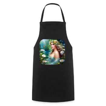 Gorgeous Floral Nymph - Cooking Apron - black - Front - AI Model Male 185 dark (185cm)