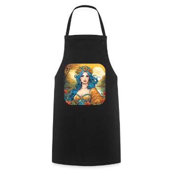 Jolie sorcière avec couronne de fleurs - Tablier de cuisine - noir - Devant - AI Model Male 185 dark (185cm)