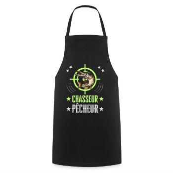 Chasseur Pêcheur Cible Brochet - Tablier de cuisine - noir - Devant - AI Model Male 185 dark (185cm)