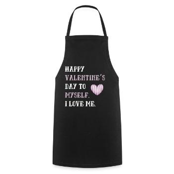 Happy Valentine Day to Myself - Cooking Apron - black - Front - AI Model Male 185 dark (185cm)