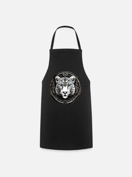Motif mystique Mystérieux léopard des neiges - Tablier de cuisine - noir