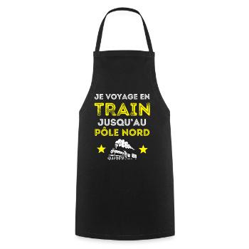 Je voyage en train jusqu'au pôle nord - Tablier de cuisine - noir - Devant - AI Model Male 185 dark (185cm)