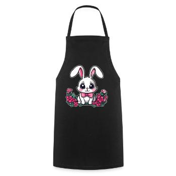 Niedlicher kleiner Hase mit Blumen - Kochschürze - Schwarz - Vorne - AI Model Male 185 dark (185cm)