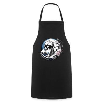 Fuji Skull // Skull Wave off Kanagawa FS0155 - Cooking Apron - black - Front - AI Model Male 185 dark (185cm)