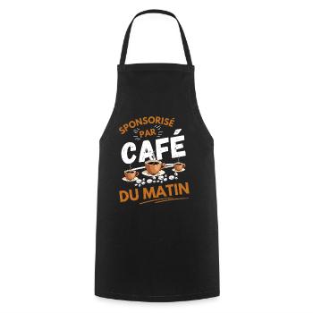 Sponsorisé par café du matin - Tablier de cuisine - noir - Devant - AI Model Male 185 dark (185cm)