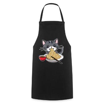 Niedliche Katze mit Ramen Nudeln - Kochschürze - Schwarz - Vorne - AI Model Male 185 dark (185cm)