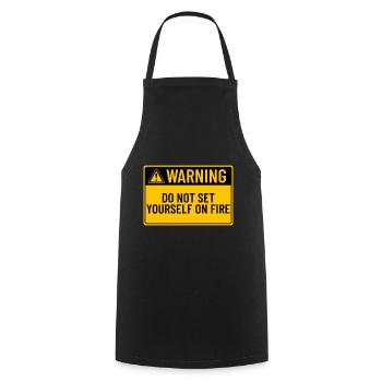 Avertissement : Ne vous immolez pas par le feu - Tablier de cuisine - noir - Devant - AI Model Male 185 dark (185cm)