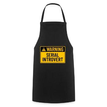 Avertissement : Introverti en série - Tablier de cuisine - noir - Devant - AI Model Male 185 dark (185cm)