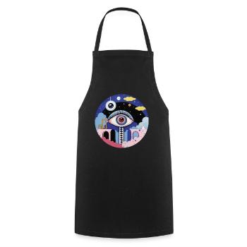 Psychedelic Eye - Cooking Apron - black - Front - AI Model Male 185 dark (185cm)