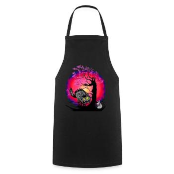 Halloween Cat Cats Mouse Mice - Cooking Apron - black - Front - AI Model Male 185 dark (185cm)