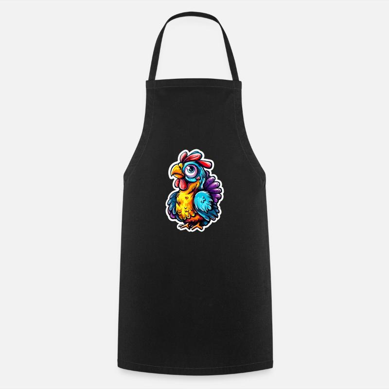 Poulet coloré - Tablier de cuisine - noir