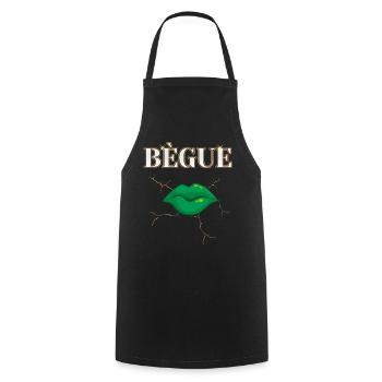Bègue Parole Bouche Verte Art Moderne - Tablier de cuisine - noir - Devant - AI Model Male 185 dark (185cm)