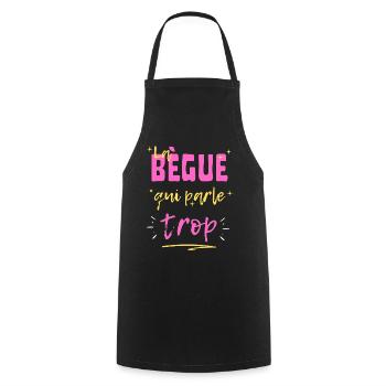 La bègue qui parle trop - Tablier de cuisine - noir - Devant - AI Model Male 185 dark (185cm)